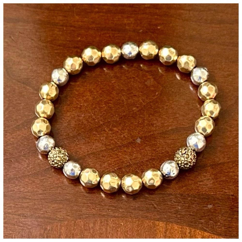 Lucky Brand Gold and Silver Hammered Ball Beaded Bracelet